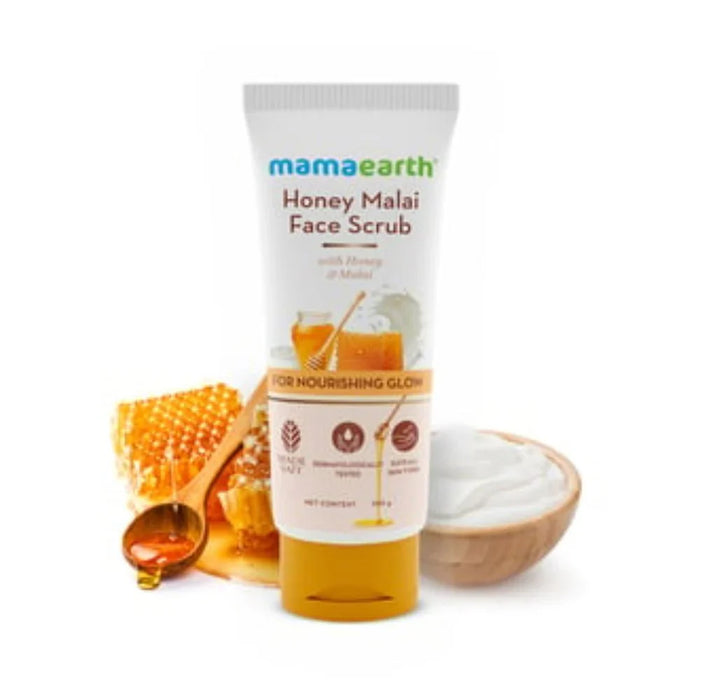 Mamaearth Honey Malai Face Scrub For Nourishing Glow -100 gm