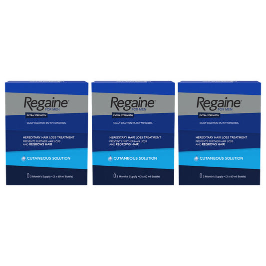 Regaine For Men Extra Strength Solution - 12 Month Supply - 3 x 60ml Bottles