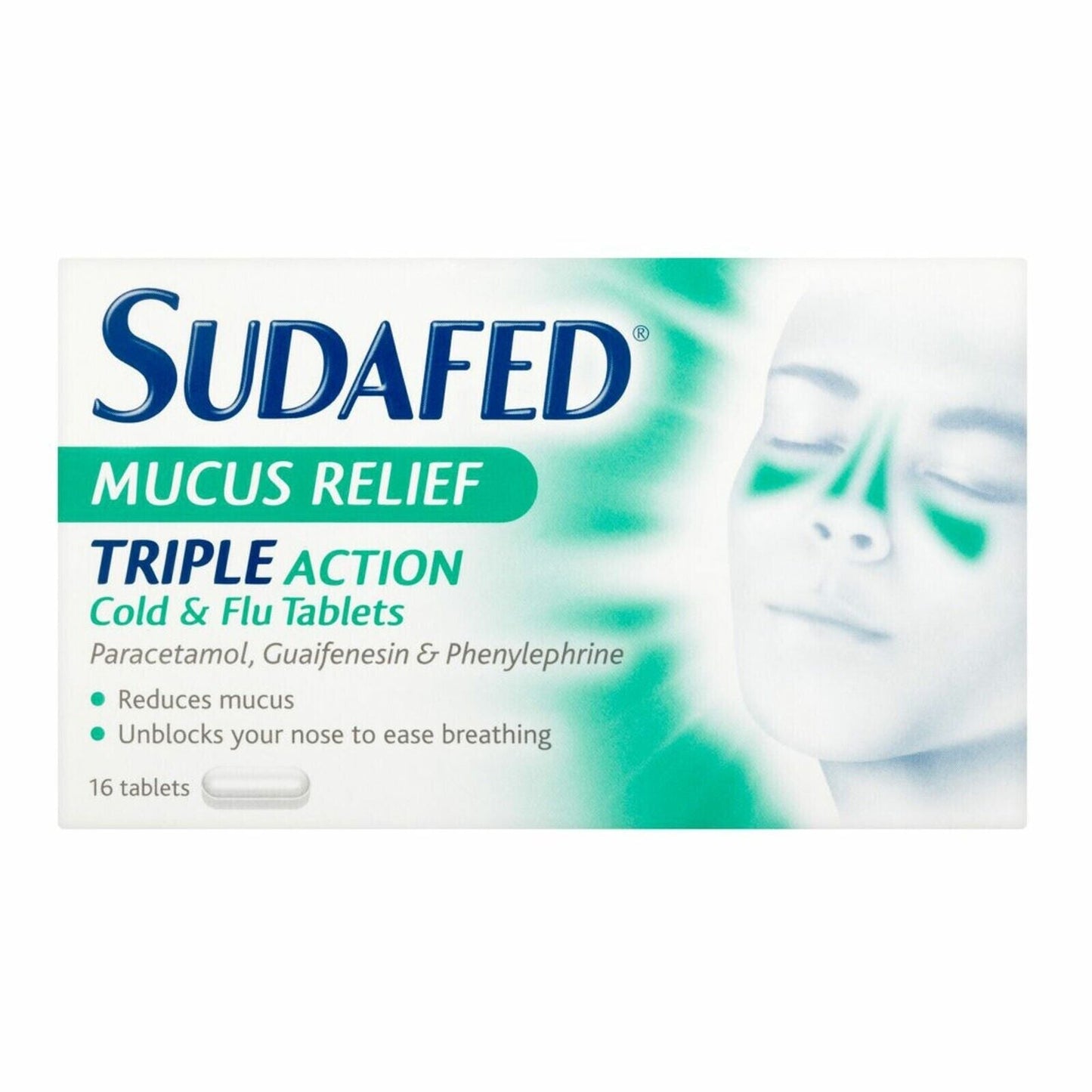 Sudafed Mucus Relief Cold Flu - 3 x 16 Tablets