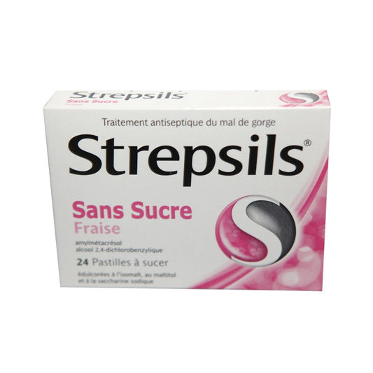 Strepsils Strawberry Sugar Free – 24 Lozenges